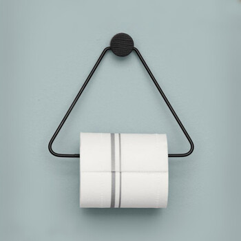 北欧简约三角纸巾架纸巾环 卫生间收纳卫生纸架卷纸架金属铁艺 黑色