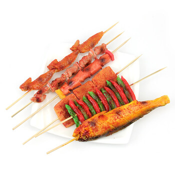 仿真烧烤串模型辣椒粉麻辣款白芝麻生肉款烤串烤鸡翅烤鱼香肠道具 生