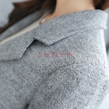 婷婷伊莉20015冬装新款女装韩版修身中长款毛呢大衣女外套6908 灰色 M