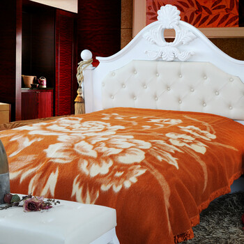 新西兰纯全羊毛盖毯加厚经典婚庆结婚国民毛毯 驼色 180*230cm