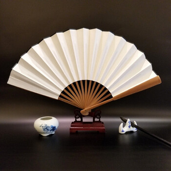空白折扇批发 素面 白纸扇 宣纸扇子 空白书画扇 空白扇子 书法扇 10
