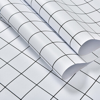 卧室客厅宿舍墙面翻新壁纸防水贴纸aa 防水--白色大格子60cm宽5米价