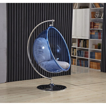 吊椅半球亚克力吊篮秋千吊球太空透明椅北欧抖音 豪华配圆形蓝色支架