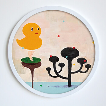 奈良美智圆形装饰画现代客厅卧室挂画梦游娃娃卡通儿童房背景墙 23 直