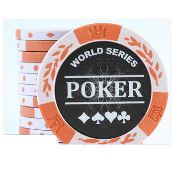 筹码币百家乐麻将筹码片14克德州扑克筹码麦穗poker无面值筹码 桔色