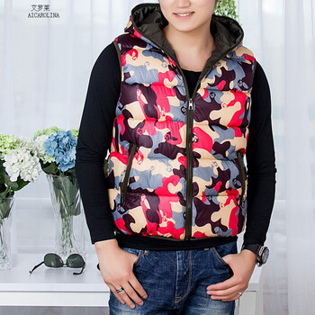 艾罗莱2015冬新款情侣加厚男女外套 短款背心棉服马甲 玫红色女 4XL