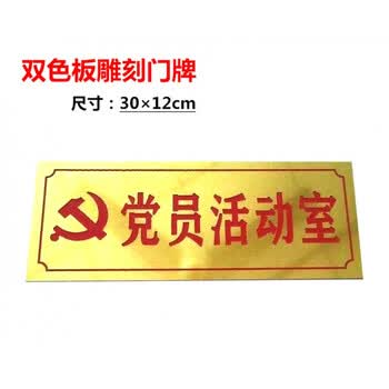 党员活动室门牌科室标牌党支部布置金银色底红双色板雕定制做