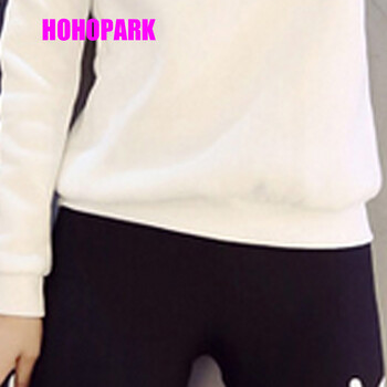 HOHOPARK2015新款女装学生加绒加厚外套卫衣少女装潮春秋冬装韩版8992 白色 M