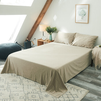 8床纯色被单1.5米单人宿舍法兰绒单子 米色 160cmx230cm
