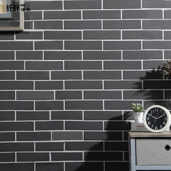 中式复古仿真砖纹墙纸红砖青砖pvc自粘卧室客厅墙贴防水耐磨壁纸 黑长