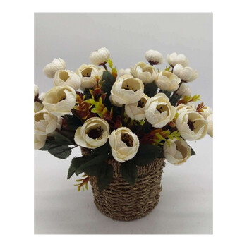 供应仿真秋叶山茶花 假花仿真花 人造绢花桌面式家居摆件 白色