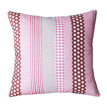 全棉条纹抱枕靠枕 沙发靠垫 办公室抱枕含芯靠垫靠包 粉波点条纹 45x