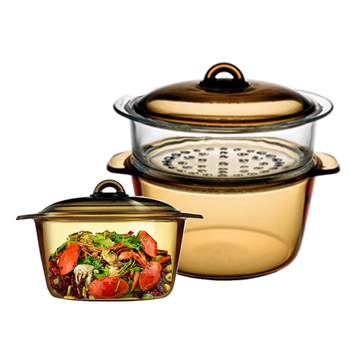 透明蒸锅明火蒸锅锅汤透明家用琥珀耐高温炖锅大容量多功能盖子饭盒煮