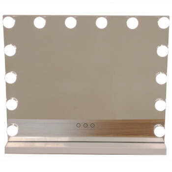 米卡(MECOR)创意生日礼物台式带灯泡美容镜 超大号高清梳妆镜led补光镜直播灯镜子白色款DP1401