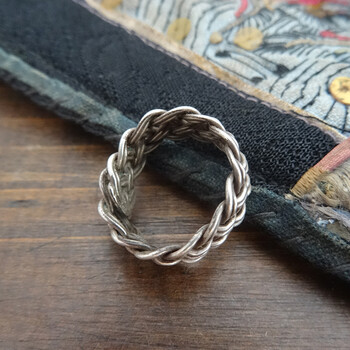 素写(suxie)沉香铺子925银泰银手工编织戒指指环银戒指925纯银女尾戒