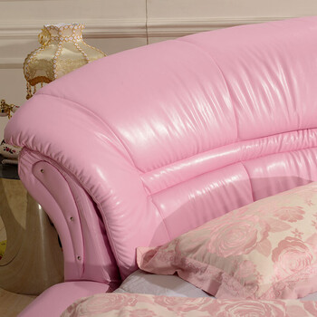 欧式真皮圆床婚床大双人床现代公主主卧宾馆北欧皮床