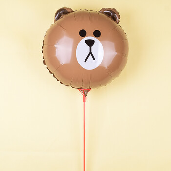 地推小礼品打击棒手持气球棒生日布置卡通气球 卡其色 布朗熊50个带杆