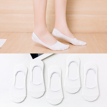 隐形袜滑硅胶女士袜子可爱浅口船袜单鞋豆豆短袜qc 白色 全隐形-310白