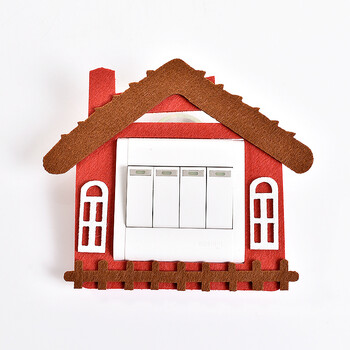 开关贴纸可爱装饰墙贴卡通开关套墙壁电源插座毛毡装饰保护套贴 红色