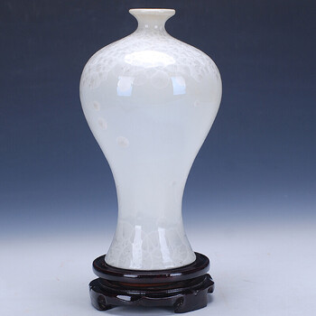 景德镇陶瓷器 现代时尚结晶釉花瓶 颜色釉客厅装饰工艺品摆件 白结晶