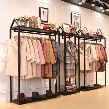 服装店展示架 落地式男女装店货架陈列架衣服架子双层挂衣架 3件套总