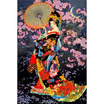 新品日本料理寿司店日式会所圆框挂画浮世绘无框装饰画艺妓壁画 艺妓6