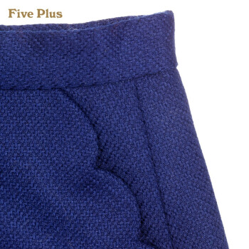 【秒】Five Plus新女冬装荷叶边拼接双排扣羊毛呢半身裙短裙2125071820 深蓝650 S