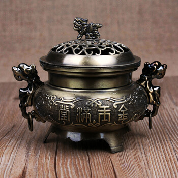 
                                        芳夕 仿古铜焚香炉 线香锥香塔香炉 铝合金点香盘座 送铜葫芦 古铜色                