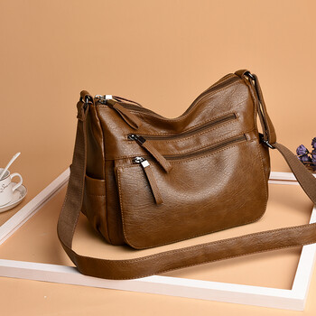 斜挎包女韩版女款2018新款单肩包包简约百搭软皮大容量多层妈妈包sn