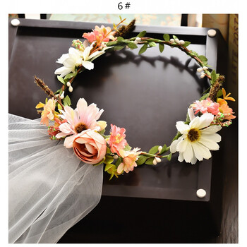 韩式新娘头饰花环头纱森女系公主花朵婚纱结婚礼影楼造型饰品 6#花环