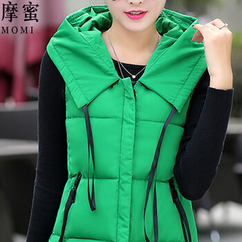 摩蜜2016冬季新款韩版中长款连帽背心马甲外套棉服女MJ07 黄色 XL