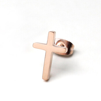 十尚美地敬拜 韩版时尚钛钢十字架耳钉男士女单只个性耳扣耳饰品 玫瑰