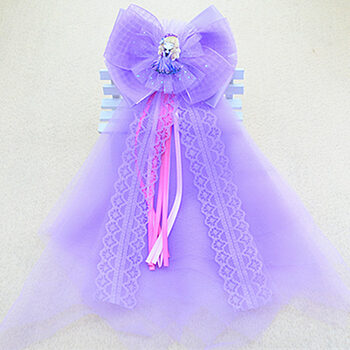 头纱飘带发夹夏季公主裙配饰美发超仙马尾压夹头花可爱流苏夹 紫色花