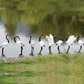 悦吉祥 玻璃钢仙鹤庭院装饰品公园别墅动物雕塑摆件 仙鹤一套_ 7折