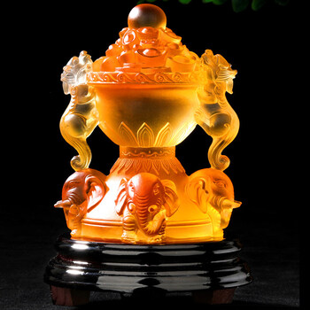 2018年象上拱财琉璃摆件四象供财大象貔貅宝象镇财吉祥物 有底座