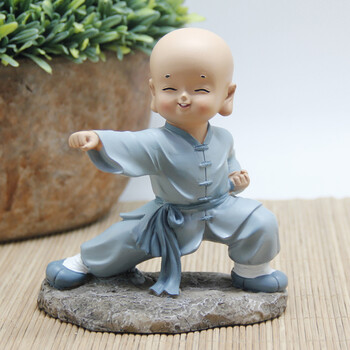 创意家居饰品禅趣可爱卡通功夫小和尚沙弥摆设工艺品装饰摆件 小号出