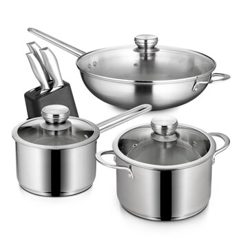 三件套装锅具铸铁锅厨具不粘锅炒锅电磁炉6件套3件套组合 全钢6件套