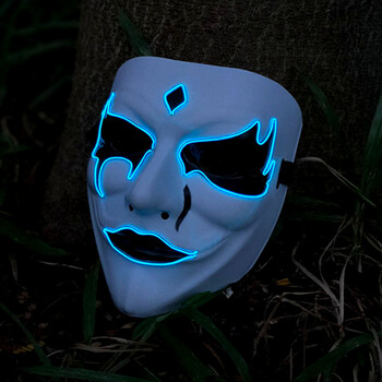 el发光面具led声控v字仇杀队鬼脸万圣节小丑化妆男女创意面具 蓝色 不