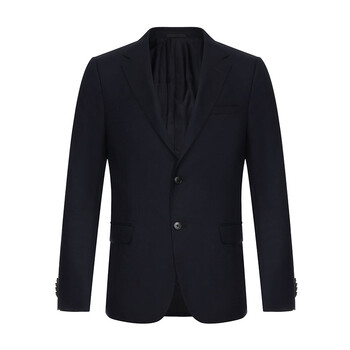 杰尼亚 奢侈品 18秋冬新款 男士深蓝色羊毛休闲西装上衣外套 350702