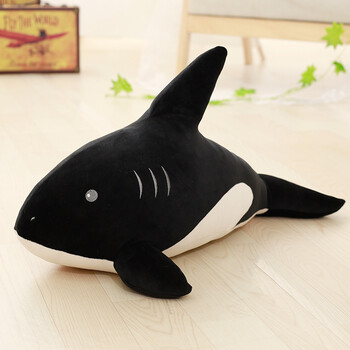 软鲨鱼公仔韩国搞怪懒人睡觉抱枕可爱大白鲨毛绒玩具女生玩偶萌 黑色