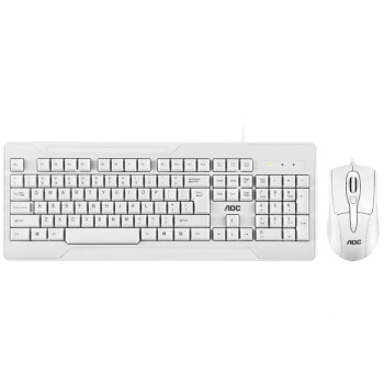 AOC KM110 有线键盘鼠标套装轻薄键鼠套装 游戏办公台式机电脑一体机笔记本键盘  白色