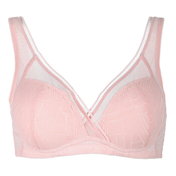 文胸无钢圈全罩杯薄模杯无海绵透气无痕收副乳运动内衣女 豆沙 85c