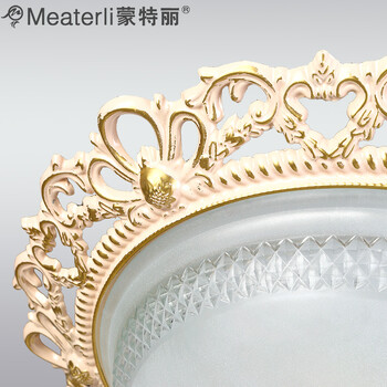 蒙特丽 客厅卧室过道阳台吸顶灯 AB003 欧式复古仿铜锌合金米黄色描金灯具(B) 小号34cm