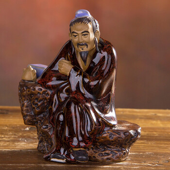 美吔石湾陶瓷人物雕塑假山盆景摆设客厅书房书桌办公室摆件中式古典