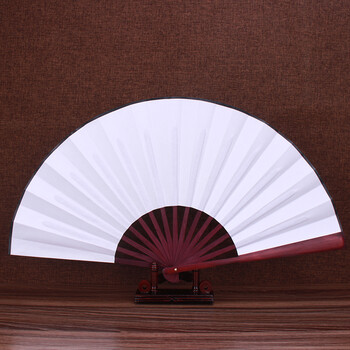 中国风10寸丝绸大绢扇子古风折扇雕刻手工艺礼品复古典男折叠扇竹