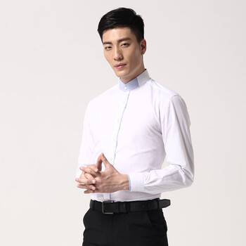 playboy icon 时尚休闲小立领修身长袖衬衫 scm6803c-1 白色 42