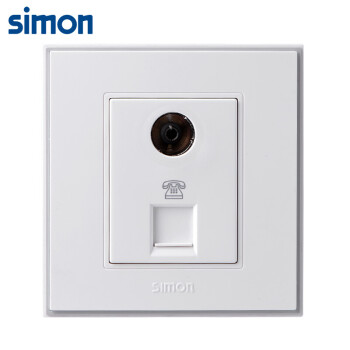 西蒙(SIMON) 开关插座面板 56C系列 电视电话插座 86型面板 珍珠白色 V55301T