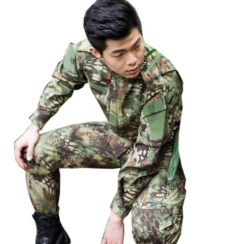 逐波(zooboo) 蟒紋迷彩服套裝男 黑色作訓服特種兵軍裝套裝戶外夏季