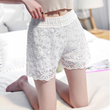 安全裤女夏季蕾丝可外穿三分打底裤短裤宽松大码保险裤 白色 l