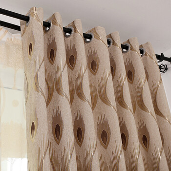 窗帘欧式全遮光提花窗纱成品特价清仓客厅卧室落地窗美式大气 羽毛款
